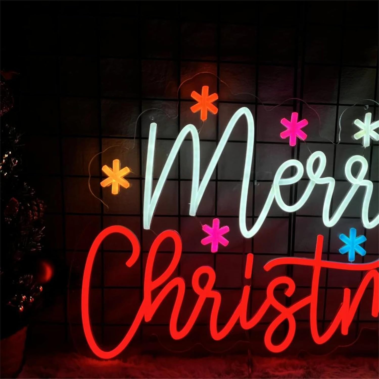 Merry Christmas Neon Sign with - Wall Decor Lighting Tree 评论和价格