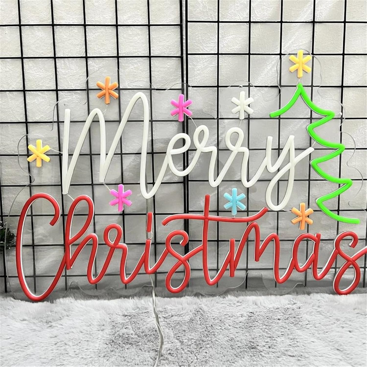 Merry Christmas Neon Sign with - Wall Decor Lighting Tree 评论和价格