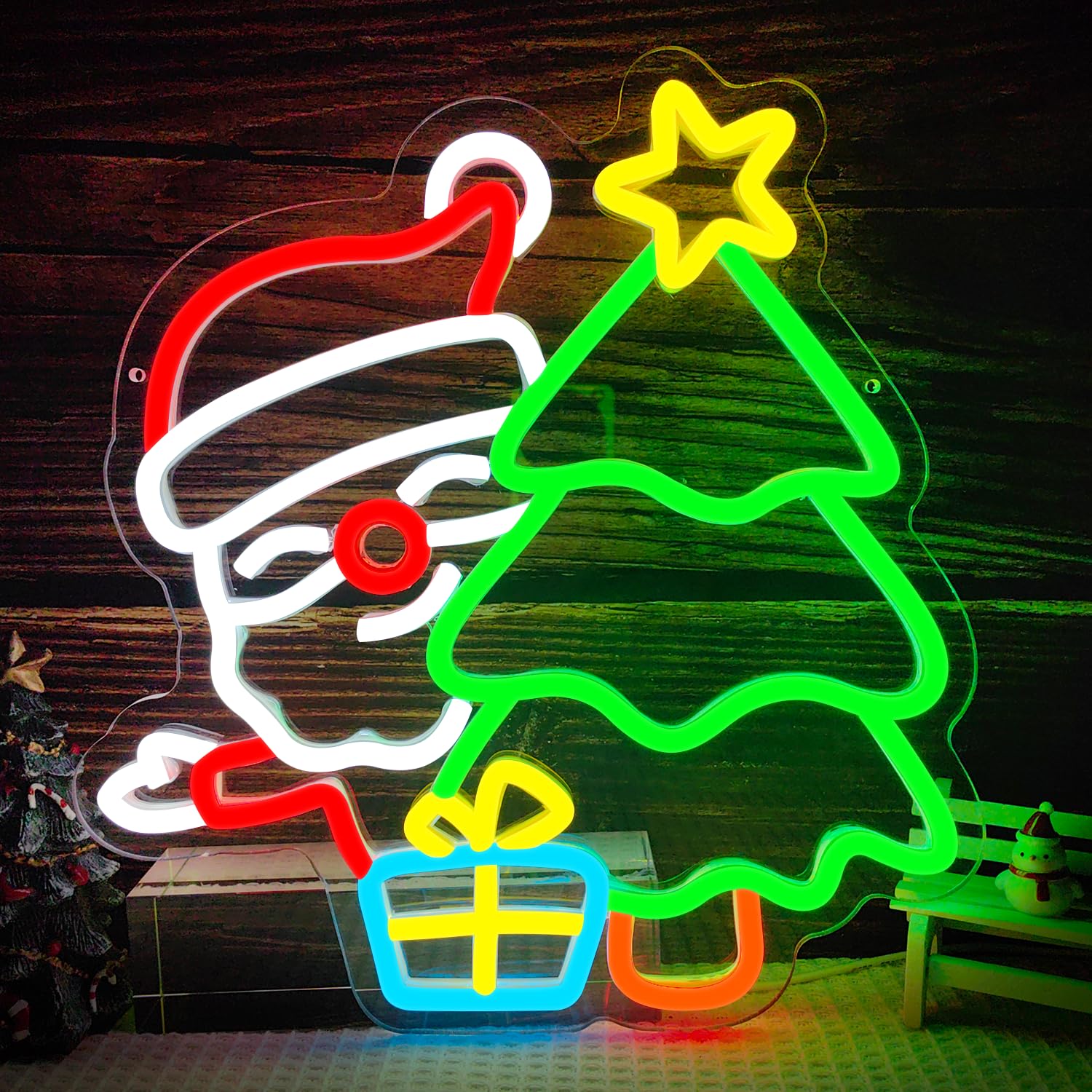Santa Neon Sign for Wall Decor - Wall Decor Lighting Tree 评论和价格