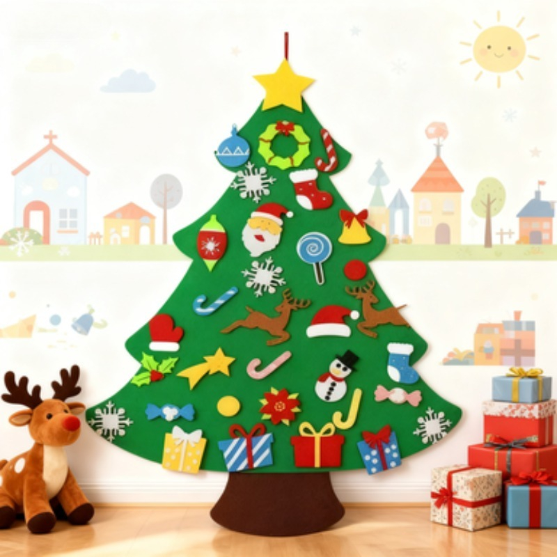Kids DIY Montessori Wall Felt  - Wall Decor Lighting Tree 评论和价格