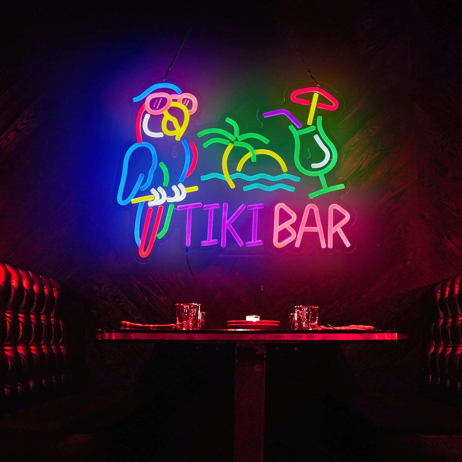 Tiki Bar Parrot Palm Tree Neon - Wall Decor Lighting Tree 评论和价格