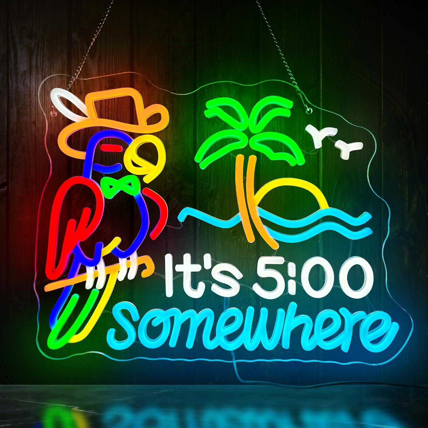 Tiki Bar Parrot Palm Tree Neon - Wall Decor Lighting Tree 评论和价格
